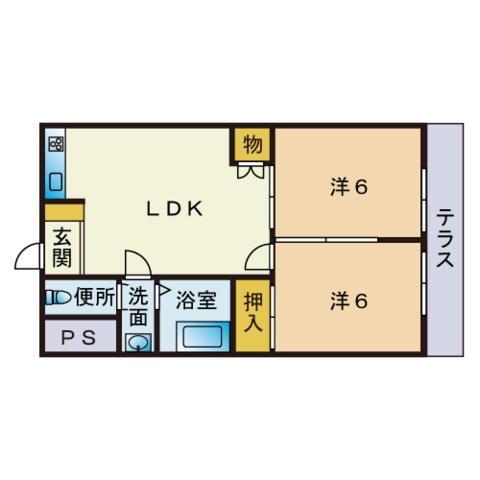 グランド平尾(2LDK/3階)の間取り写真