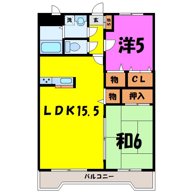 プレジャーONE(2LDK/1階)の間取り写真