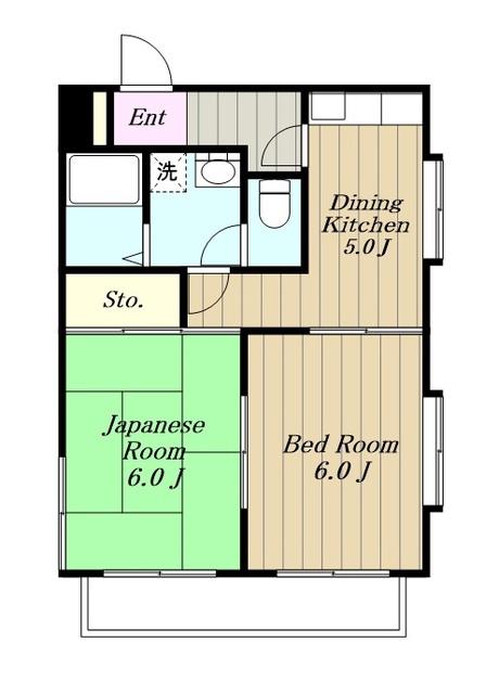 ダイヤハイツ西門(2DK/1階)の間取り写真