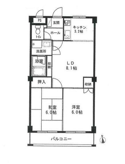 クイーンズタウンⅢ番館(2LDK/2階)の間取り写真