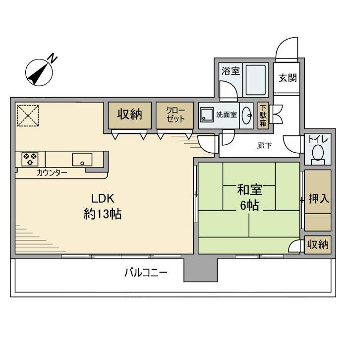 リガーレ日本橋人形町(1LDK/4階)の間取り写真