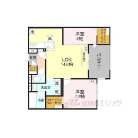 REVE(2LDK/1階)の間取り写真