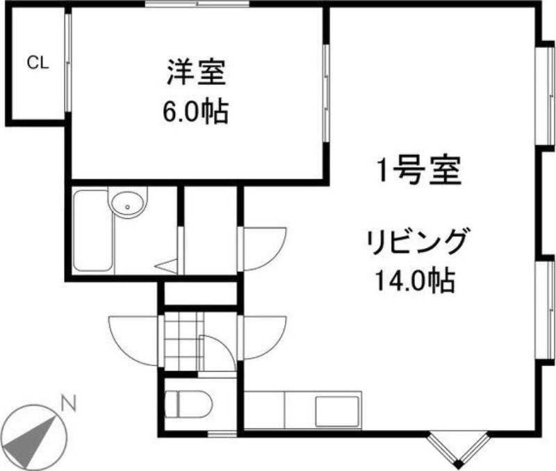 ニューライフ豊平(1LDK/2階)の間取り写真