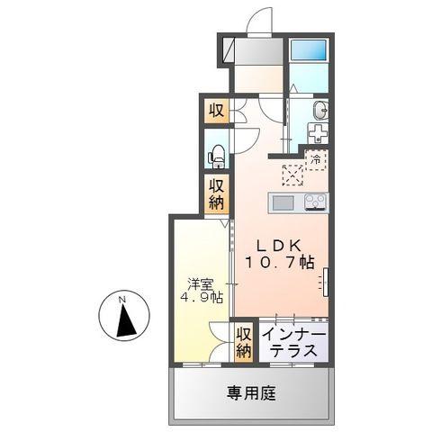 フリージア(1LDK/1階)の間取り写真