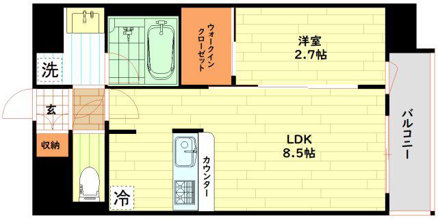 セレ二テ福島プリエ(1LDK/10階)の間取り写真