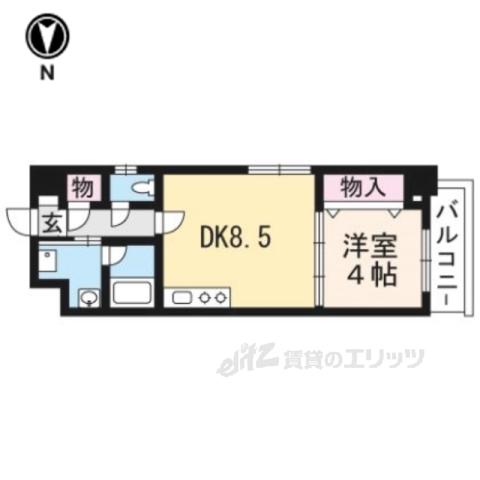 リビエール桃陵(1DK/3階)の間取り写真