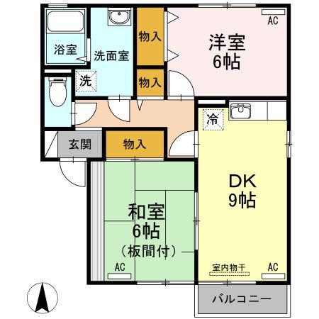 サンライズ蔵本(2DK/1階)の間取り写真