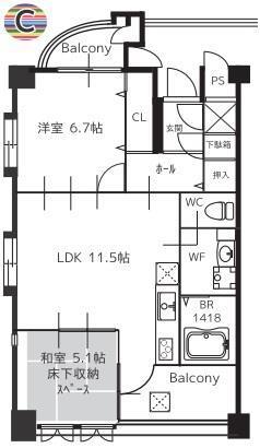 ルンガヴィータ(2LDK/6階)の間取り写真