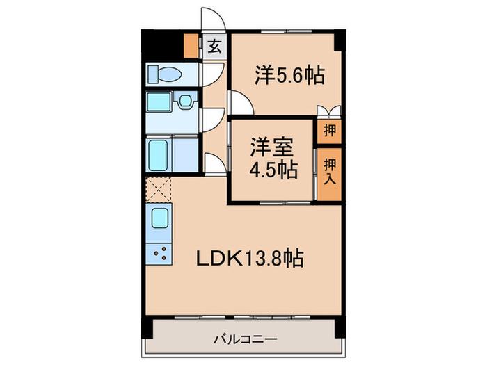 第2小島ビル(2LDK/5階)の間取り写真
