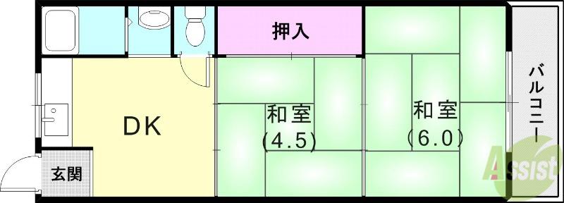 小田マンション(2DK/2階)の間取り写真