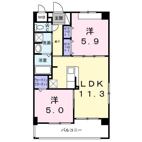 MAISON QOO(2LDK/4階)の間取り写真