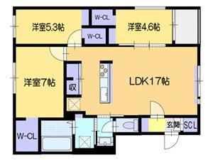 バステト・ノワール・ネコフィーノ(3LDK/2階)の間取り写真