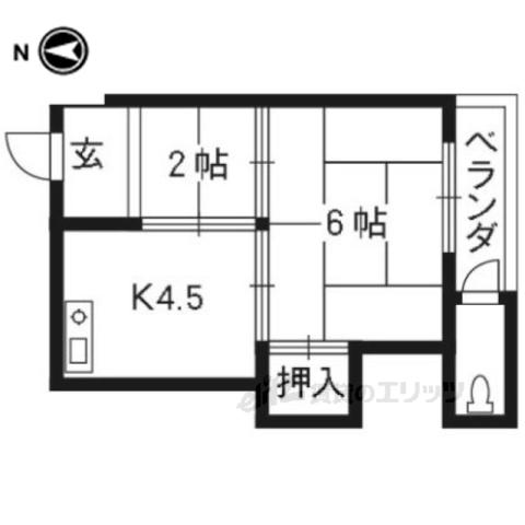 久安荘(2DK/2階)の間取り写真
