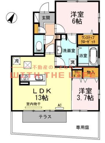 ヴィルヌーブ伍番街(2LDK/1階)の間取り写真