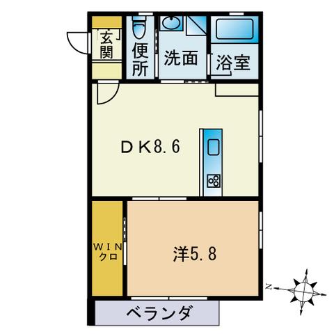 フローリア大濠(1DK/3階)の間取り写真