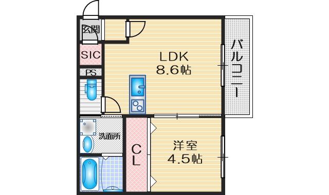 マノワール豊中玉井町(1LDK/3階)の間取り写真
