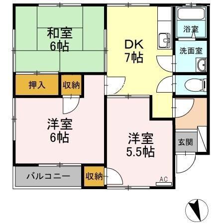 あぐりハイム(3DK/1階)の間取り写真