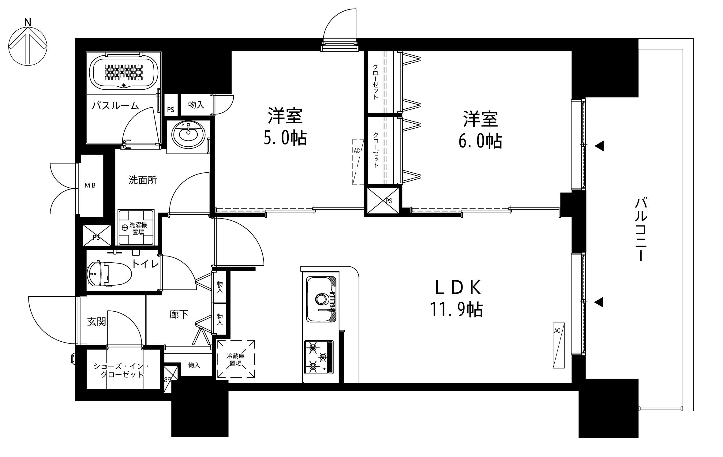 ケイジェイ・レジデンス武蔵小杉(2LDK/8階)の間取り写真
