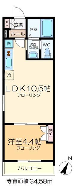 アダージョ高砂(1LDK/1階)の間取り写真