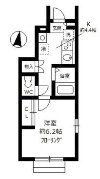ラフュージュ北千束(1K/1階)の間取り写真