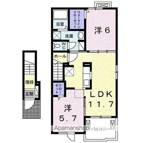カーサ プラシードII(2LDK/2階)の間取り写真