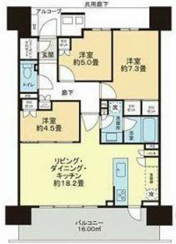 HARUMI FLAG PARK VILLAGE D棟(3LDK/7階)の間取り写真