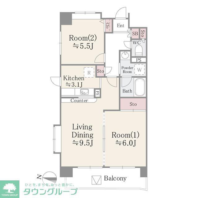 ディアプレイス(2LDK/2階)の間取り写真
