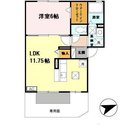 ウィルモアアベニュー(1LDK/1階)の間取り写真