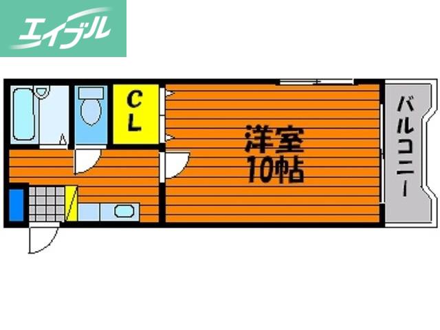 ウエストヒルズ野田D棟(1K/3階)の間取り写真