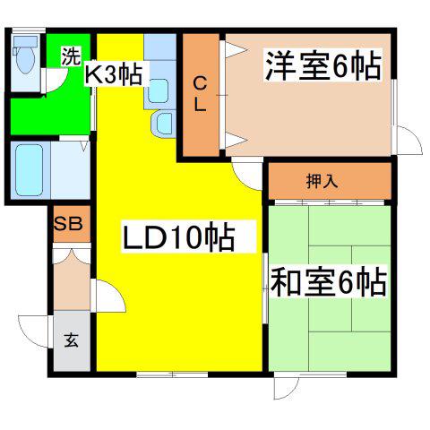 インペリアル星が浦2(2LDK/1階)の間取り写真