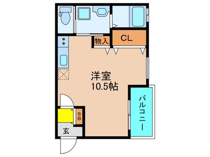 カマラード アンソレイエ(ワンルーム/2階)の間取り写真