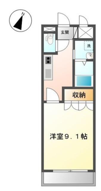 グランデ・アマール(1K/2階)の間取り写真