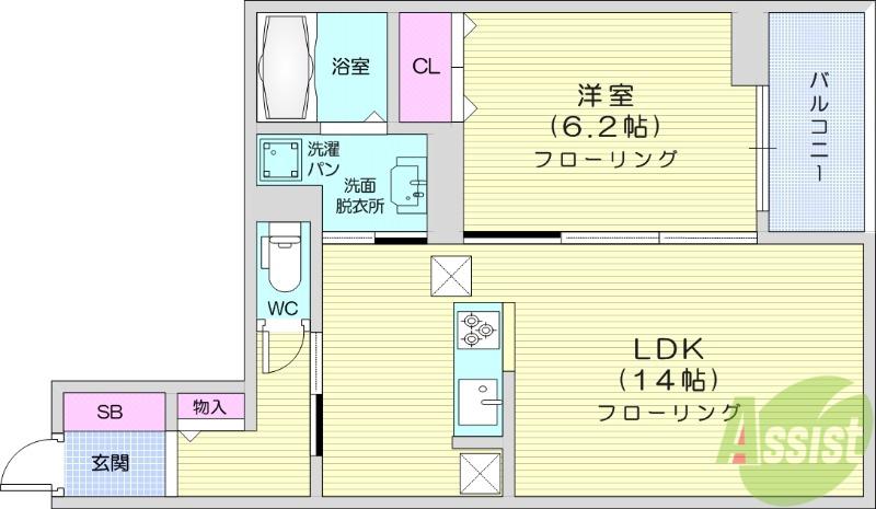 CLASSEUM仙台小田原4(1LDK/1階)の間取り写真