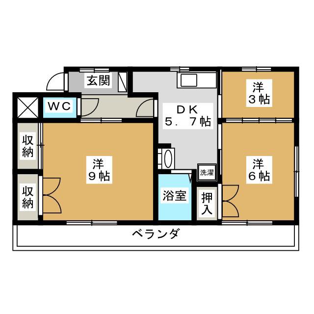 大野マンション(3DK/4階)の間取り写真
