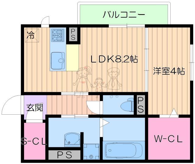 プランドール・TⅠ(1LDK/2階)の間取り写真
