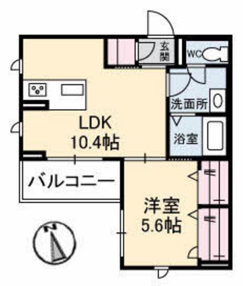 ジョイア白島(1LDK/2階)の間取り写真