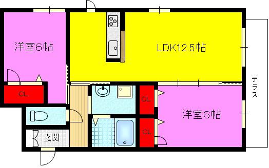 ルーチェ古箕輪 1棟(2LDK/3階)の間取り写真