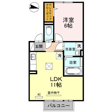 ルーシッド新保(1LDK/1階)の間取り写真