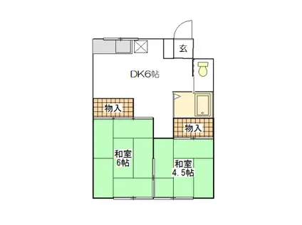 三葉荘A(2DK/1階)の間取り写真