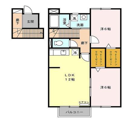 グレイタス川元A(2LDK/2階)の間取り写真