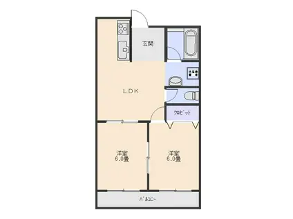 市川第1ビル(2LDK/2階)の間取り写真