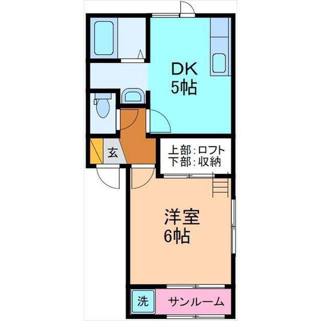 コモドクァルト(1DK/2階)の間取り写真
