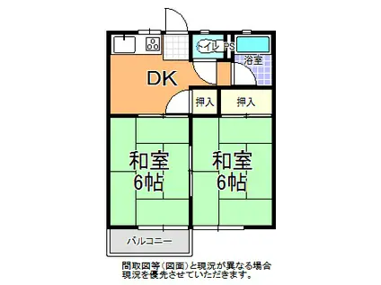 パナハイツ菊池 A棟(2DK/2階)の間取り写真