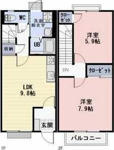 グランドソレーユ(2LDK)の間取り写真