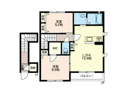 東武伊勢崎線 剛志駅 徒歩62分 2階建 築9年(2LDK/2階)の間取り写真