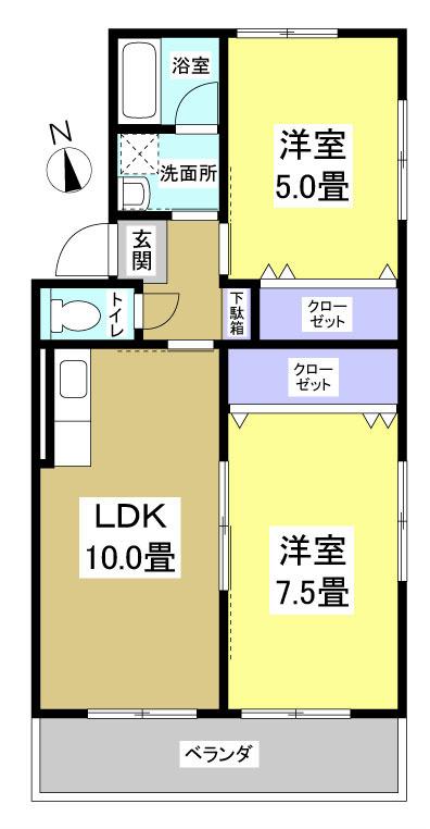 ベルモック(2LDK/1階)の間取り写真