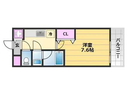 ルナ・コート上野芝(1K/2階)の間取り写真