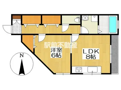 ルートテラス(1LDK/2階)の間取り写真