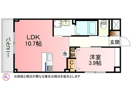 ニューコスモ(1LDK/3階)の間取り写真