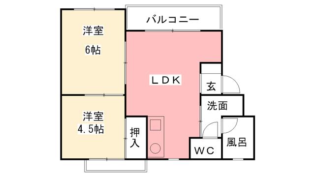 フリージアガーデン(2LDK/1階)の間取り写真